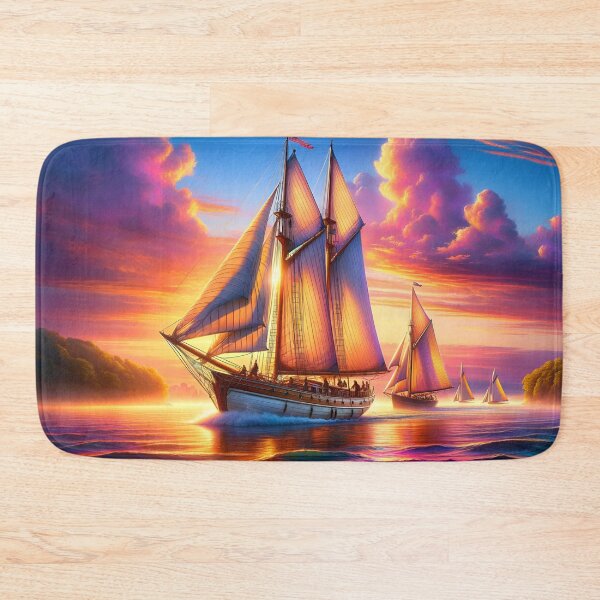Item preview, Golden Sailboats at Sunset Sea designed and sold by NancyzKreations.