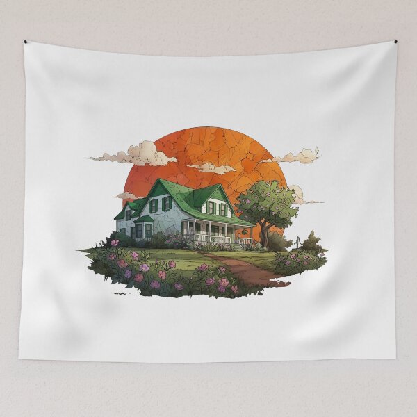 Item preview, Green Gables House Avonlea Sunset Landscape Art designed and sold by Fenay Designs.