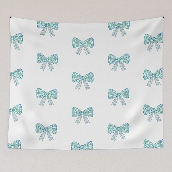 Item preview, Blue floral lace bow designed and sold by uunaa.