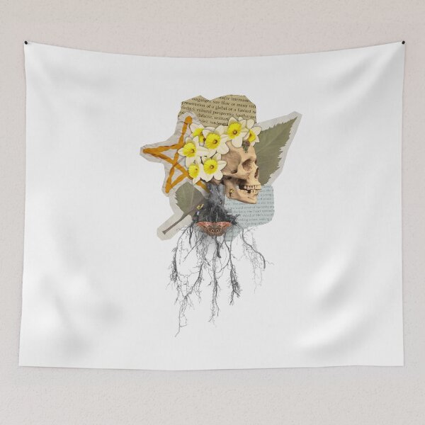 Item preview, Life and Death Collage – Skull, Flowers and Roots Surreal Art designed and sold by Avohai!.