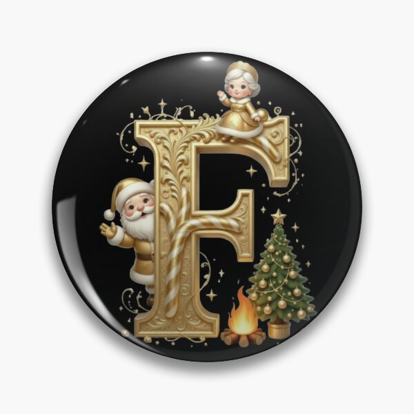 Item preview, Letter F Christmas Gold: Festive Initial with Santa Claus designed and sold by ChaosModeArt.