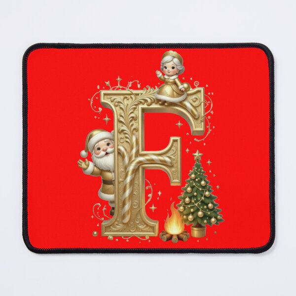 Item preview, Letter F Christmas Gold: Festive Initial with Santa Claus designed and sold by ChaosModeArt.