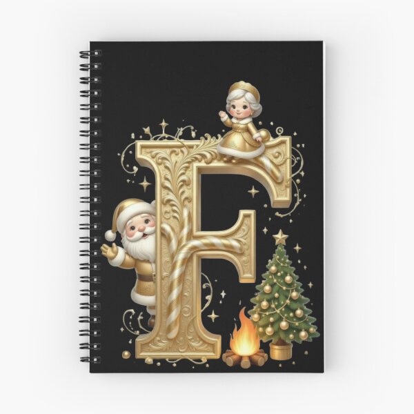 Item preview, Letter F Christmas Gold: Festive Initial with Santa Claus designed and sold by ChaosModeArt.
