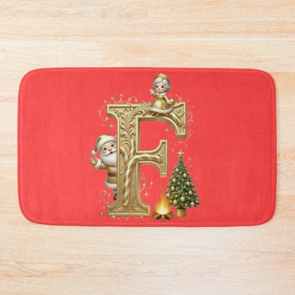 Item preview, Letter F Christmas Gold: Festive Initial with Santa Claus designed and sold by ChaosModeArt.