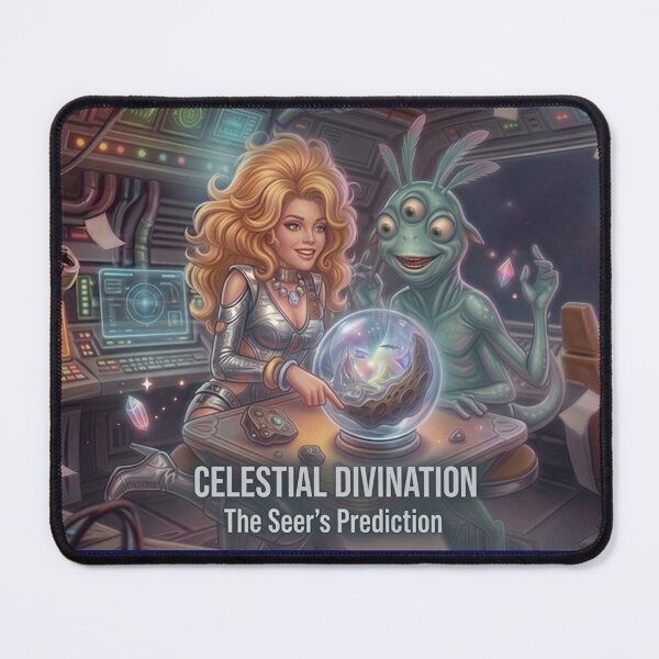 Item preview, Celestial Divination – Space Seer & Alien Crystal Ball Sci-Fi Fantasy Art Print designed and sold by SammyMorry.