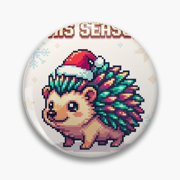 Item preview, A festive pixelated hedgehog wearing a Santa hat on transparent background designed and sold by Creative88Art.