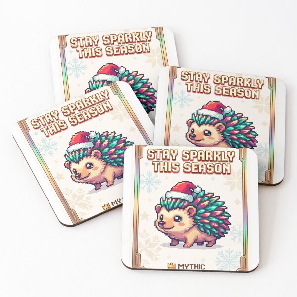 Item preview, A festive pixelated hedgehog wearing a Santa hat on transparent background designed and sold by Creative88Art.
