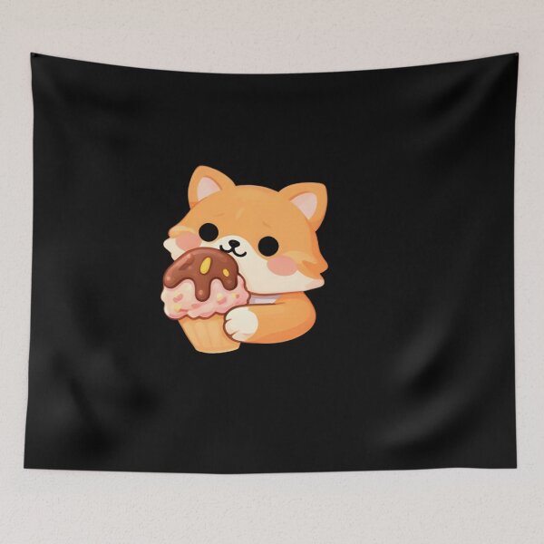 Item preview, Adorable Kawaii Puppy with Chocolate Cupcake designed and sold by Trendora90.