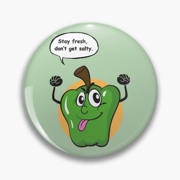 Item preview, Stay Fresh Don’t Get Salty Bell Pepper Sticker | Funny Kawaii Pepper Cartoon Design designed and sold by RositaArtStudio.