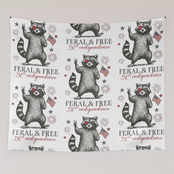 Item preview, Feral And Free 250th Independence Summer Raccoon 4th Of July Fireworks designed and sold by phoebelevine.
