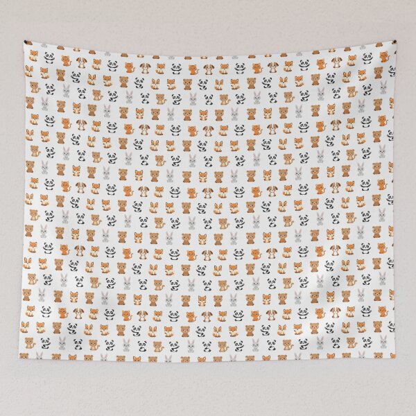 Item preview, Cute Kawaii Animal Friends Seamless Pattern designed and sold by Snout & Shout..