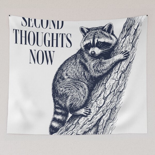 Item preview, Second Thoughts Now Raccoon, Overthinking Mood, Hesitation Moment, Avoiding Decisions, Vintage Animal Illustration designed and sold by TeeVerse27.