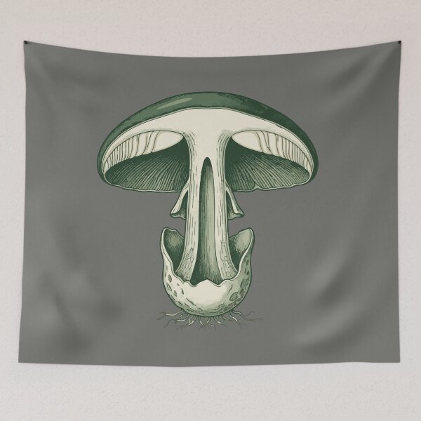 Item preview, Green Botanical Mushroom Cross-Section Illustration designed and sold by Bio Tech Art.