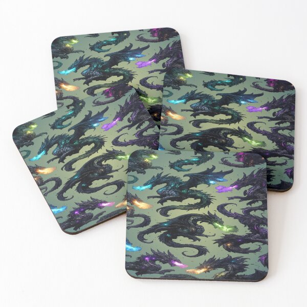 Item preview, Dark Fantasy Neon Dragon Seamless Pattern | Fire Dragon Art designed and sold by ArtoryNest.