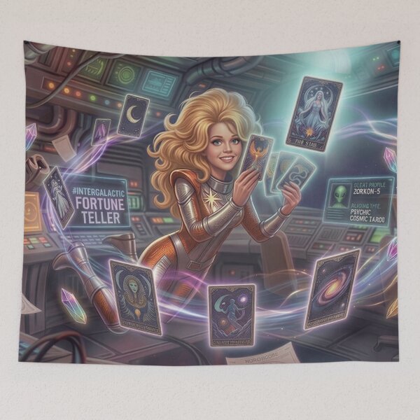 Item preview, Intergalactic Fortune Teller – Space Tarot Reader Sci-Fi Fantasy Art Print designed and sold by SammyMorry.
