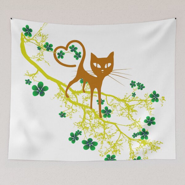 Item preview, Romantic Cat with Heart Shaped Tail on Branch designed and sold by busurman.