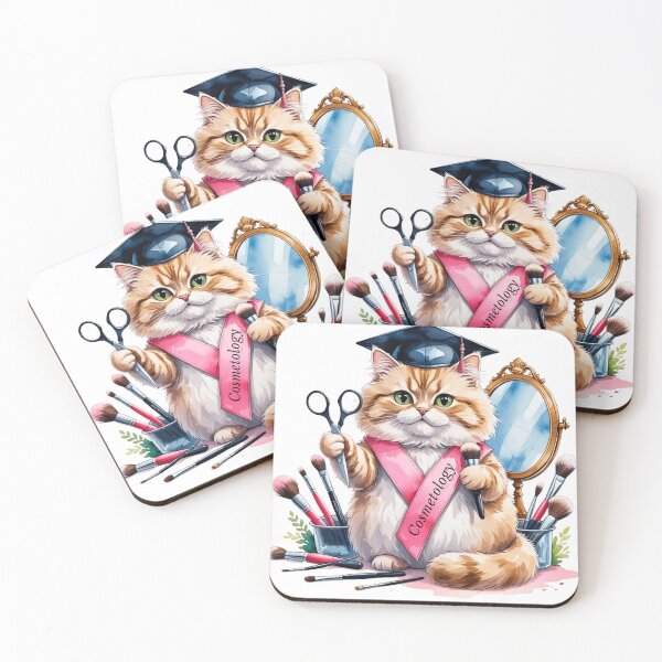 Item preview, Cute Cat Cosmetology Graduate Watercolor Art designed and sold by AQUILAKREO.