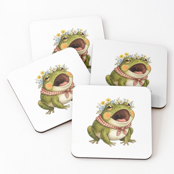 Item preview,  Whimsical Singing Frog with Floral Crown - Screaming froggy  designed and sold by SOUFIANE1991.