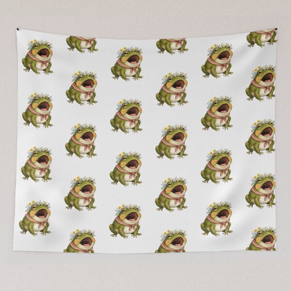 Item preview,  Whimsical Singing Frog with Floral Crown - Screaming froggy  designed and sold by SOUFIANE1991.