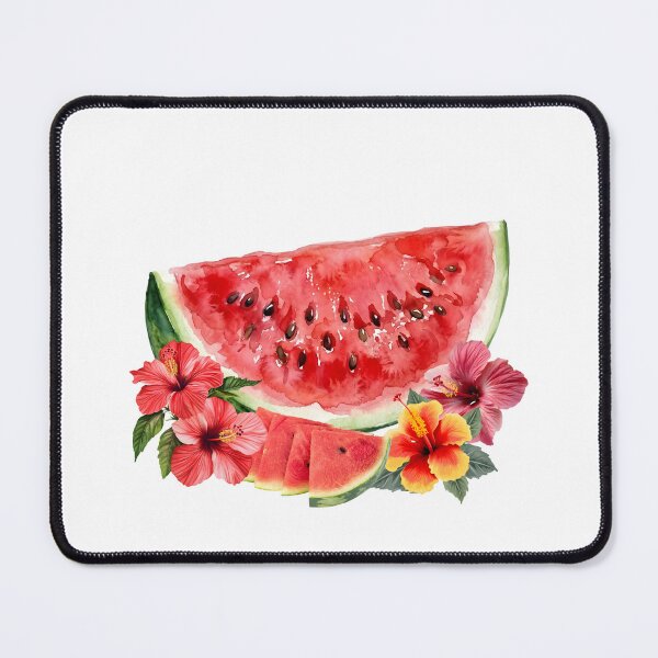 Item preview, Watercolor Watermelon and Hibiscus Flower Composition designed and sold by VibranPalette.