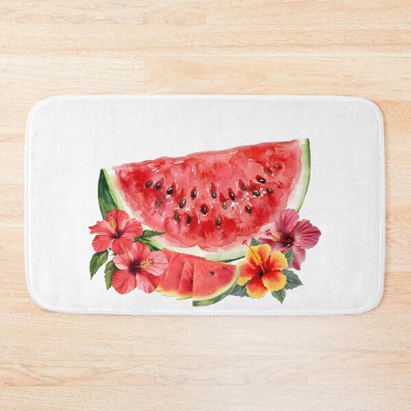 Item preview, Watercolor Watermelon and Hibiscus Flower Composition designed and sold by VibranPalette.