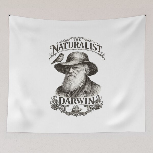 Item preview, Darwin The Naturalist Portrait Finch Sailing Ship Science Charles Darwin Evolution Natural History  designed and sold by The Junto Shop.