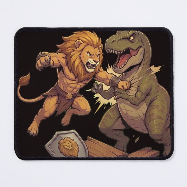 Item preview, Epic Lion Warrior vs T-Rex Battle - Fantasy Beast Fight designed and sold by WalterAdd.
