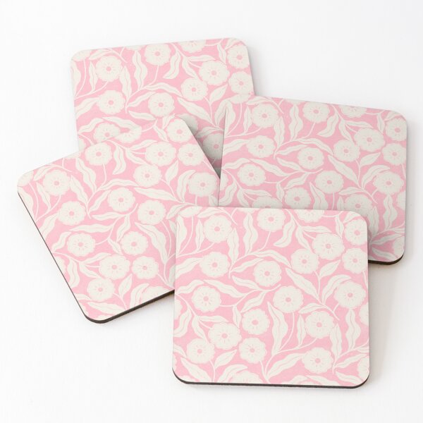 Item preview, Delicate block print pastel pink and cream floral | Soft cottagecore design designed and sold by Illustrated by Nat.
