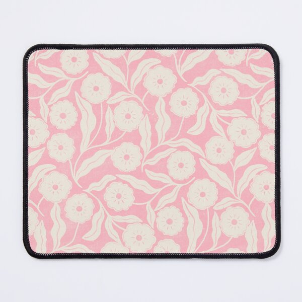 Item preview, Delicate block print pastel pink and cream floral | Soft cottagecore design designed and sold by Illustrated by Nat.