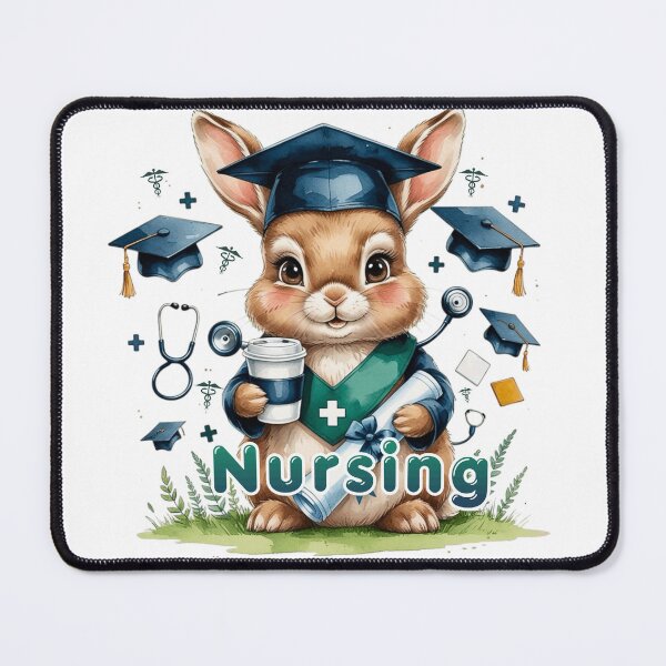 Item preview, Watercolor Bunny Nursing School Graduate designed and sold by AQUILAKREO.