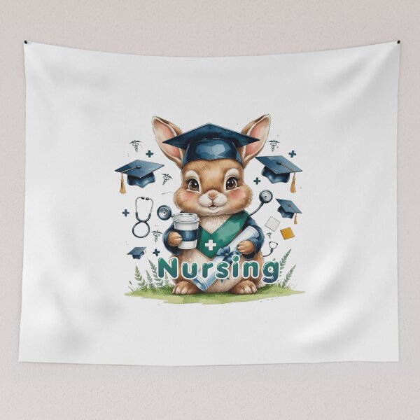 Item preview, Watercolor Bunny Nursing School Graduate designed and sold by AQUILAKREO.
