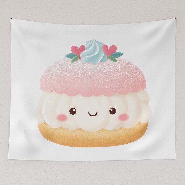 Item preview, Kawaii Semla Swedish Cream Bun Cute Dessert Art designed and sold by BobaBunny76.