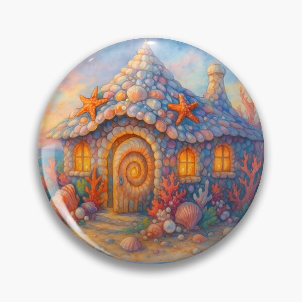 Item preview, Whimsical Seashell Cottage Sunset designed and sold by NancyzKreations.