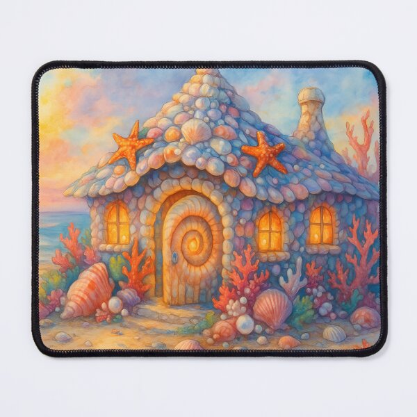 Item preview, Whimsical Seashell Cottage Sunset designed and sold by NancyzKreations.
