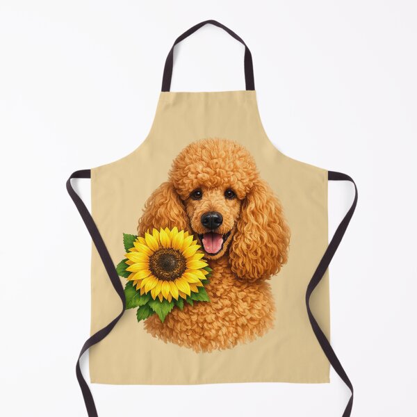 Item preview, Cute Apricot Poodle with sunflower designed and sold by Silver Stone.