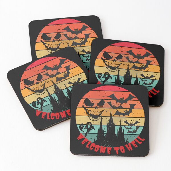 Item preview, Welcome To Hell Halloween Skull Vintage Horror Sunset Spooky Ghost Bat Shirt designed and sold by Negisandeep studio.