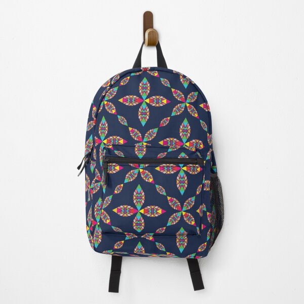 Item preview, Colorful Geometric Floral Seamless Pattern on Dark Blue Background designed and sold by PowerAntShop.