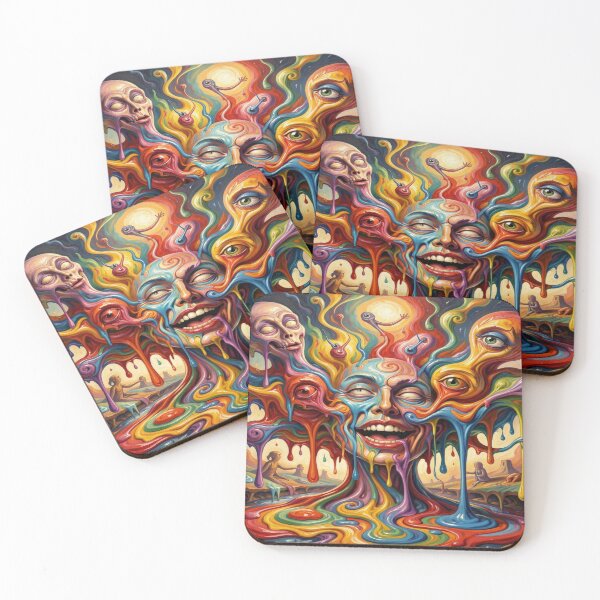 Item preview, Psychedelic Surreal Mindscape with Melting Faces and Vibrant Colors designed and sold by FotoworldEdel.