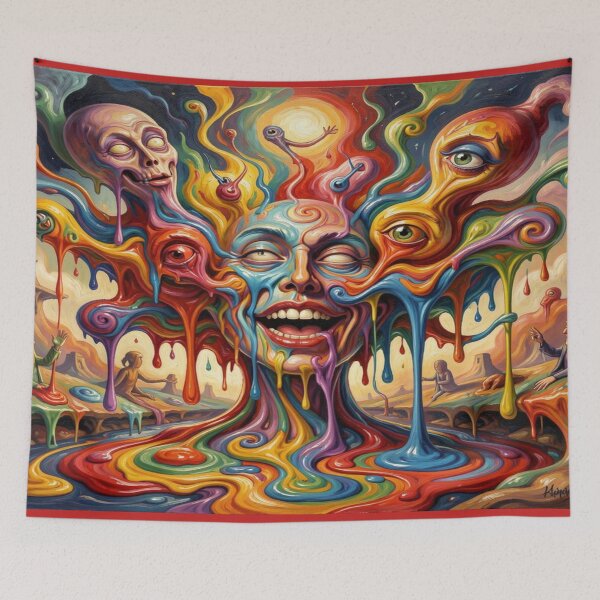 Item preview, Psychedelic Surreal Mindscape with Melting Faces and Vibrant Colors designed and sold by FotoworldEdel.