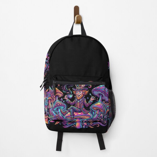 Item preview, Mad Hatter Psychedelic Mushroom Tea Party - Neon Wonderland Art designed and sold by Rose Collection Shop.