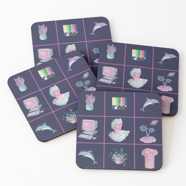 Item preview, Vaporwave Dreams in Watercolour - Tiles in Dark Blue, Pink, Purple, Turquoise designed and sold by Doodle Finch Designs.