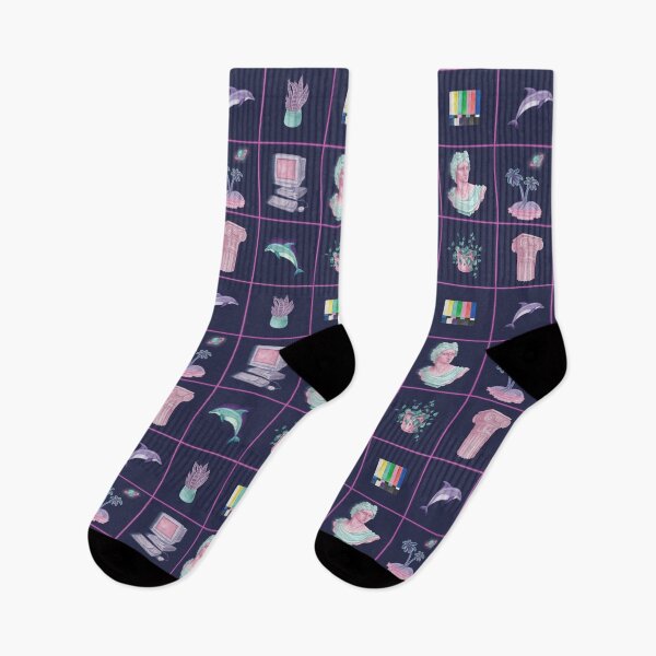 Item preview, Vaporwave Dreams in Watercolour - Tiles in Dark Blue, Pink, Purple, Turquoise designed and sold by Doodle Finch Designs.