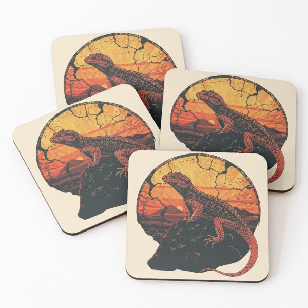 Item preview, Red Eyed Skink Volcano Sunset Vintage Adventure Illustration designed and sold by Willow & Ink.