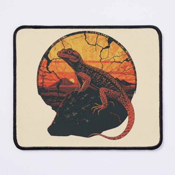 Item preview, Red Eyed Skink Volcano Sunset Vintage Adventure Illustration designed and sold by Willow & Ink.