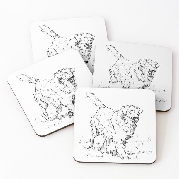 Item preview, Golden Retriever Running Drawing | Golden Retriever Dog Lover Gift | Happy Dog Line Art Print designed and sold by ArtofDogsbySeb.