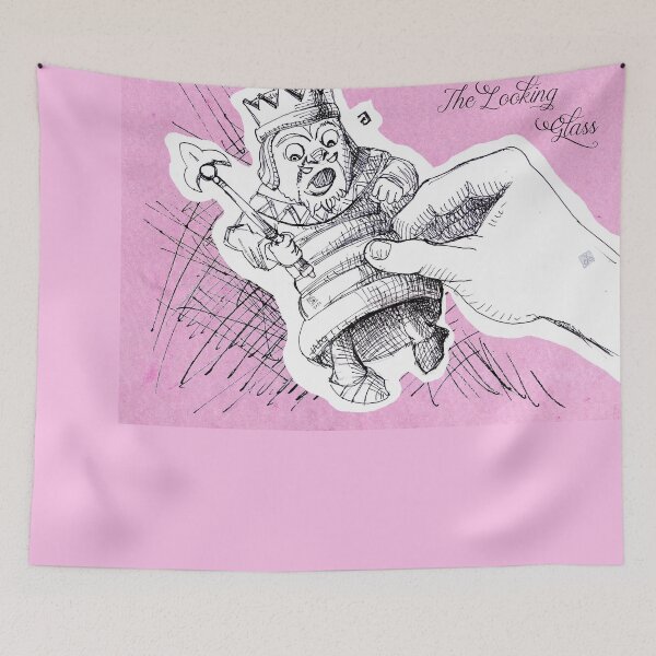 Item preview, Alice Through the Looking-Glass - Alice with White King in Her Hand (ink drawing by ACCI) designed and sold by VanyssaGraphics.
