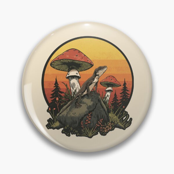 Item preview, Red Eyed Skink Mushroom Forest Vintage Nature Illustration designed and sold by Willow & Ink.