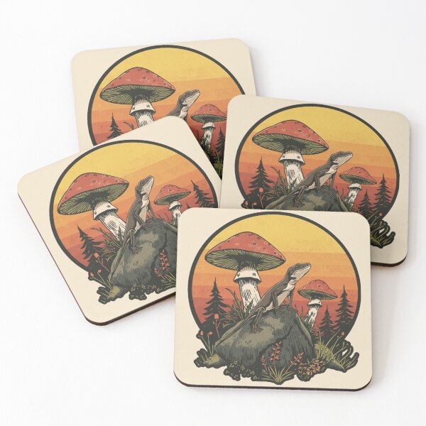 Item preview, Red Eyed Skink Mushroom Forest Vintage Nature Illustration designed and sold by Willow & Ink.