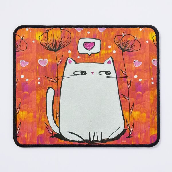 Item preview, Love Notes - Cute White Cat Mixed Media - Day 51 of 365  designed and sold by BeeandKiwi.