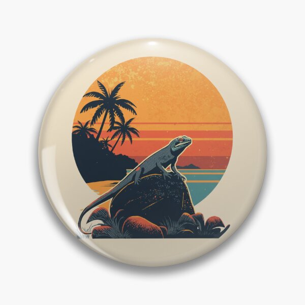 Item preview, Red Eyed Skink Tropical Beach Sunset Vintage Nature Art designed and sold by Willow & Ink.